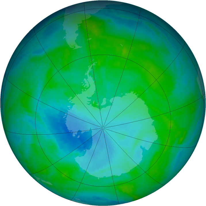Antarctic ozone map for 23 January 2003